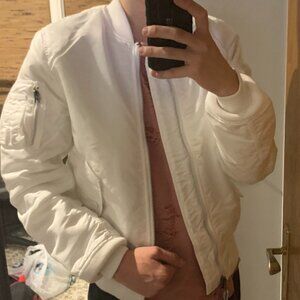 White AVIATOR satin jacket Alpha Industries, Inc USA